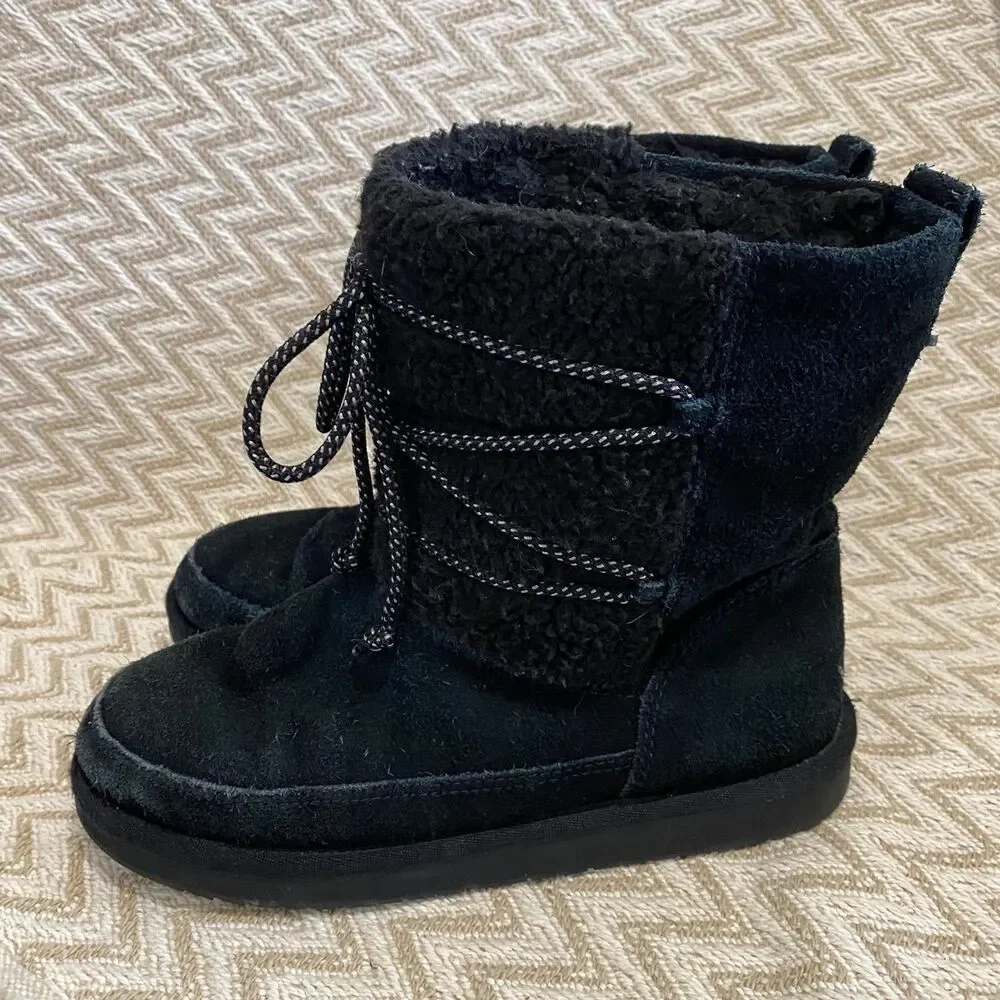 Koolaburra by UGG Youth Girls Michon Short Winter Suede Boot Black Size 5